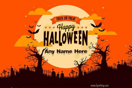 Write Name On Halloween Greeting Cards