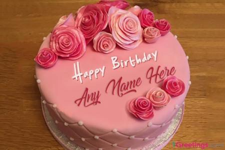 [Free] Pink Rose Birthday Cake Images With Name Edit