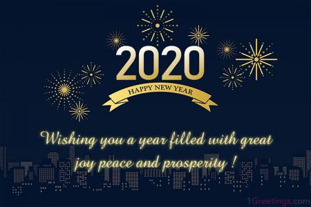 Fireworks City New Year 2020 Greetings Card Generator
