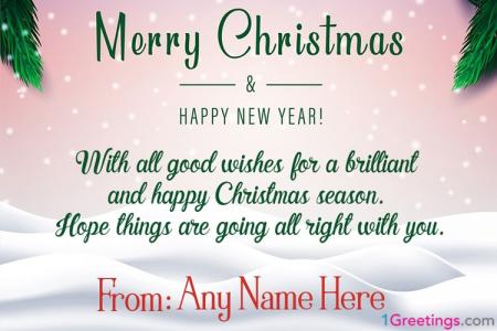 Free Personalized Merry Christmas Card With Name Editor