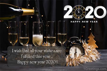Cheers!! Champagne 2020 New Year's Greeting Cards Online