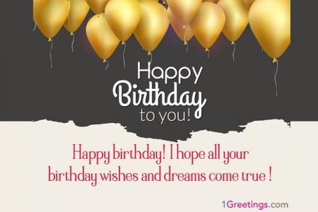 Happy Birthday Greeting Cards With Golden Balloons