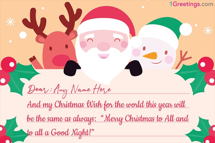 Free Christmas Wishes Card With Santa Claus