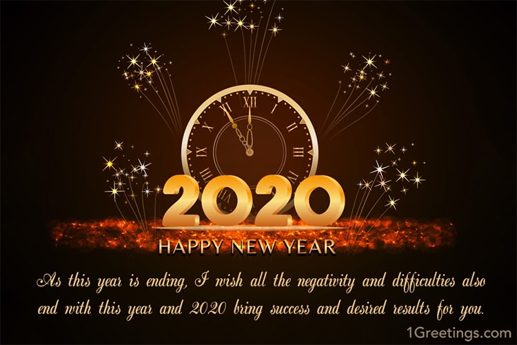 Happy New Year 2020 Greeting Card Fireworks
