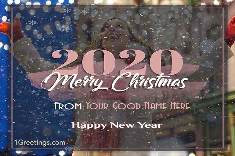 Merry Christmas & New Year 2020 Cards With Name And Photo Edit