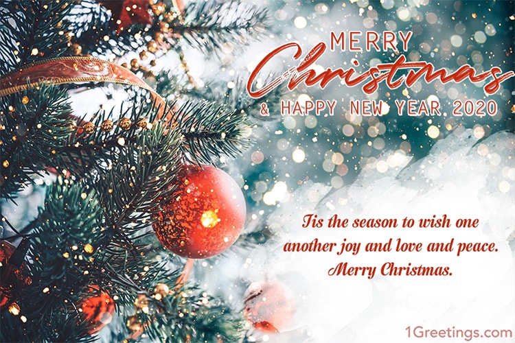 Merry Christmas and Happy New Year 2020 Wishes Card Online Free