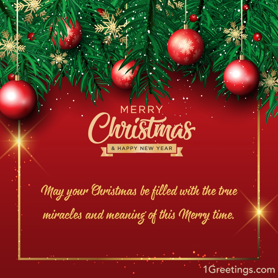 Template for christmas greeting card with ornaments