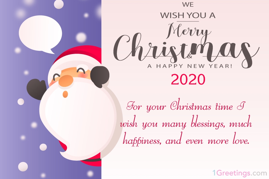 Wishes on christmas greeting card with santa claus