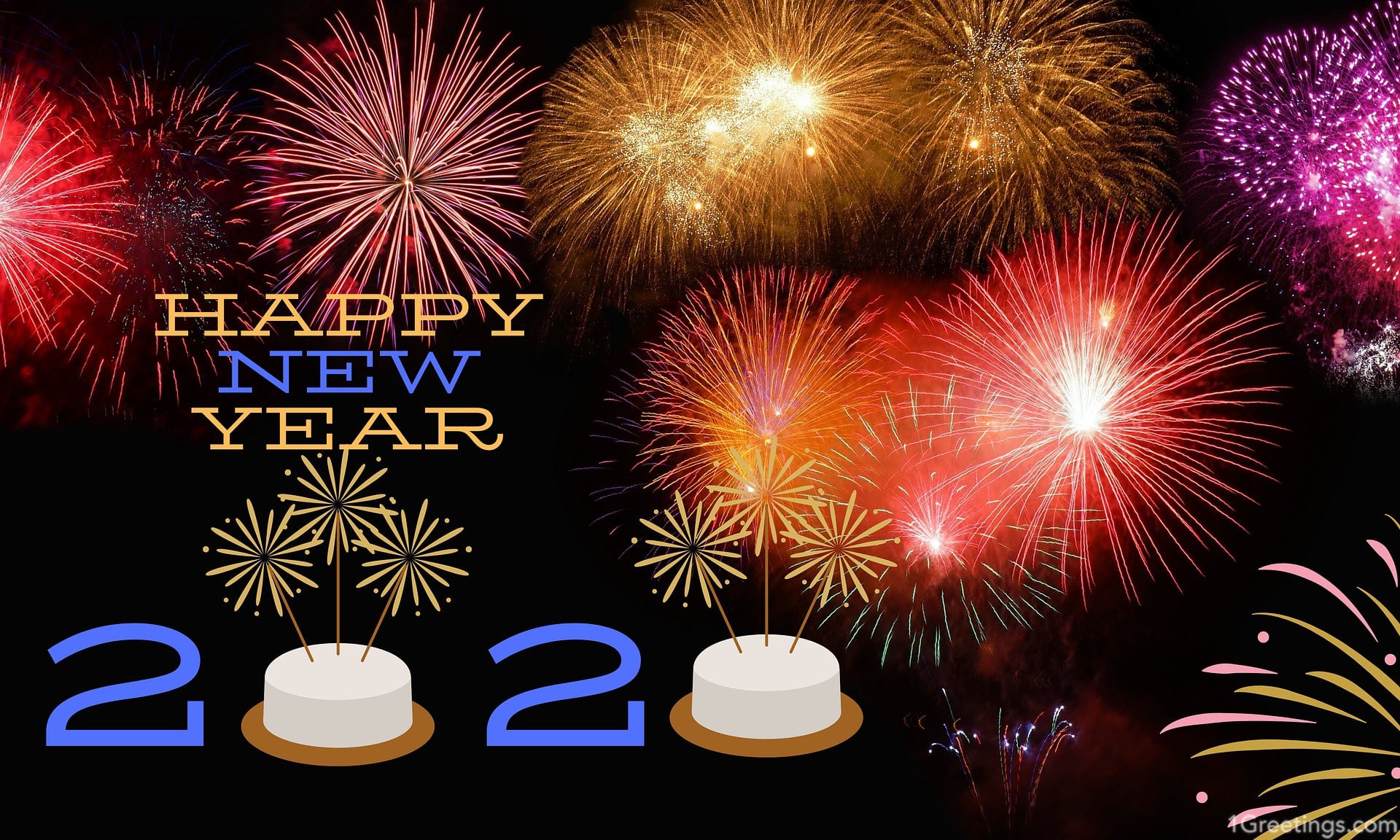 Download happy new year 2020 wallpaper with fireworks