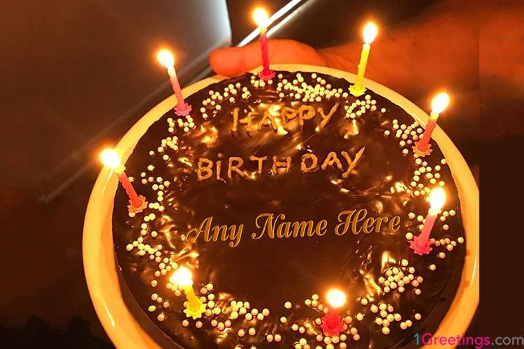 Happy Chocolate Birthday Cake With Candles With Name Online